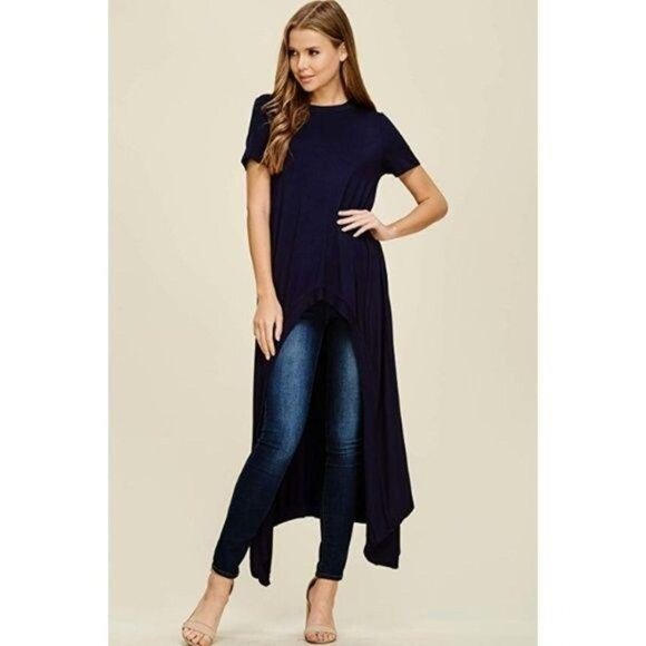 Annabelle Short Sleeve Hi-Lo Maxi Tunic - Picture 4 of 9